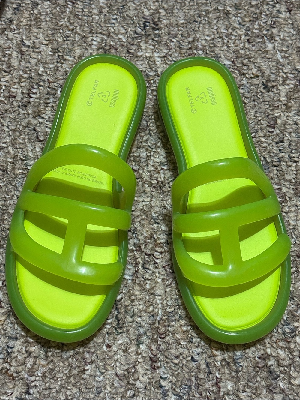 Telfar x Melissa Women's Neon Lime Jelly Slide Sandals - Bright Green
